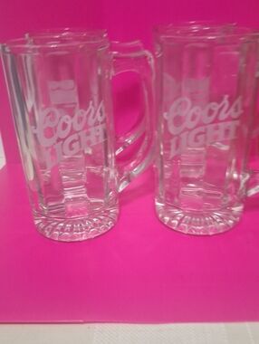 Coors Light Branded Clear Glass Beer Mugs - Set of4
